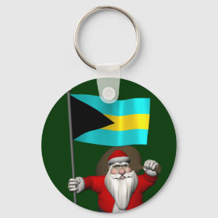 Weihnachtsmann mit dem Wappen der Bahamas Schlüsselanhänger