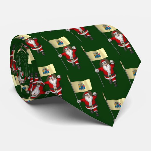 Weihnachtsmann mit der Fahne New Jersey Krawatte (Gerollt)