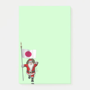 Weihnachtsmann mit der Flagge Japans Post-it Klebezettel
