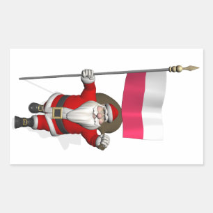 Weihnachtsmann mit der Flagge Polens Rechteckiger Aufkleber