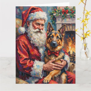 Weihnachtsmann mit deutschem Schäferhund - Weihnac Karte