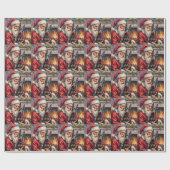 Weihnachtsmann mit Dobermann Weihnachtskunst Geschenkpapier (Flach)