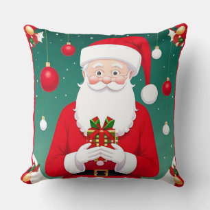 Weihnachtsmann mit einem Geschenk Kissen