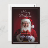 Weihnachtsmann mit einem Geschenk Weihnachtsdesign Postkarte (Vorne/Hinten)