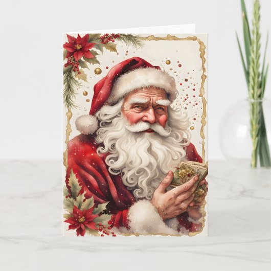 Weihnachtsmann mit einem kleinen Buch Weihnachten (Vorderseite)