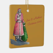 Weihnachtsmann mit einem Sack voller Geschenke Keramikornament (Rechts)