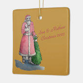 Weihnachtsmann mit einem Sack voller Geschenke Keramikornament (Links)