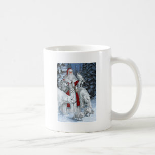 Weihnachtsmann mit einer Eule und Eisbären Kaffeetasse