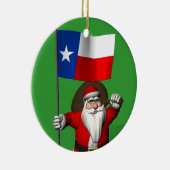 Weihnachtsmann mit einstündiger Flagge Keramik Ornament (Rechts)
