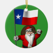 Weihnachtsmann mit einstündiger Flagge Keramik Ornament (Vorne)