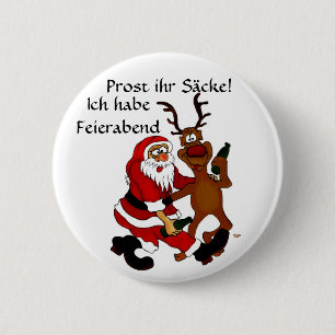 Weihnachtsmann mit Elch Button