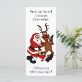 Weihnachtsmann mit Elch - Frohe Weihnachten (Stehend Vorderseite)