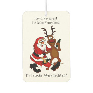 Weihnachtsmann mit Elch - Frohe Weihnachten Autolufterfrischer