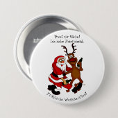 Weihnachtsmann mit Elch - Frohe Weihnachten Button (Vorne & Hinten)