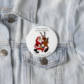 Weihnachtsmann mit Elch - Frohe Weihnachten Button (Beispiel)