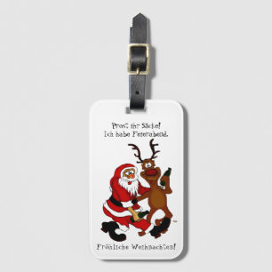 Weihnachtsmann mit Elch - Frohe Weihnachten Gepäckanhänger