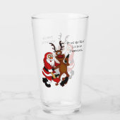 Weihnachtsmann mit Elch - Frohe Weihnachten Glas (Rückseite)