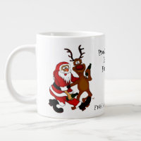 Weihnachtsmann mit Elch - Frohe Weihnachten