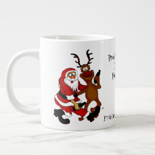 Weihnachtsmann mit Elch - Frohe Weihnachten Jumbo-Tasse