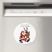 Weihnachtsmann mit Elch - Frohe Weihnachten Magnet (In Situ (Geschirrspüler))