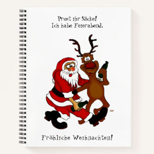 Weihnachtsmann mit Elch - Frohe Weihnachten Notizblock