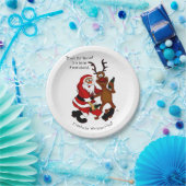 Weihnachtsmann mit Elch - Frohe Weihnachten Pappteller (Party)
