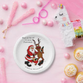 Weihnachtsmann mit Elch - Frohe Weihnachten Pappteller (Party)