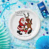 Weihnachtsmann mit Elch - Frohe Weihnachten Pappteller (Party)