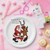 Weihnachtsmann mit Elch - Frohe Weihnachten Pappteller (Party)