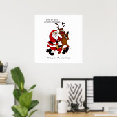 Weihnachtsmann mit Elch - Frohe Weihnachten Poster (Heimbüro)