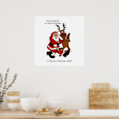 Weihnachtsmann mit Elch - Frohe Weihnachten Poster (Küche)