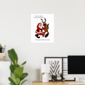 Weihnachtsmann mit Elch - Frohe Weihnachten Poster (Heimbüro)