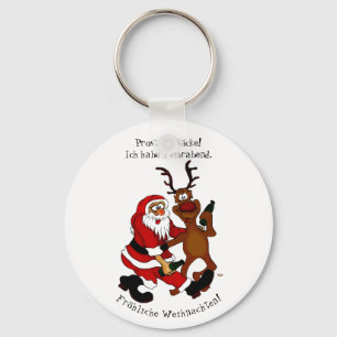 Weihnachtsmann mit Elch - Frohe Weihnachten Schlüsselanhänger