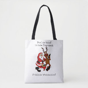 Weihnachtsmann mit Elch - Frohe Weihnachten Tasche
