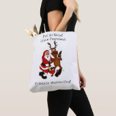 Weihnachtsmann mit Elch - Frohe Weihnachten Tasche (Von Nahem)