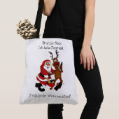 Weihnachtsmann mit Elch - Frohe Weihnachten Tasche (Von Nahem)