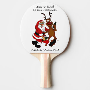 Weihnachtsmann mit Elch - Frohe Weihnachten Tischtennis Schläger