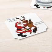 Weihnachtsmann mit Elch - Frohe Weihnachten Untersetzer (angewinkelt)
