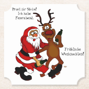 Weihnachtsmann mit Elch - Frohe Weihnachten Untersetzer