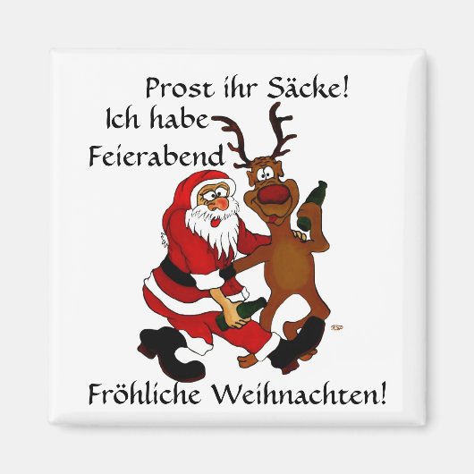Weihnachtsmann mit Elch Magnet (Vorne)