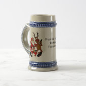 Weihnachtsmann mit Elch - Prost ihr Säcke! Bierglas (Vorderseite Links)