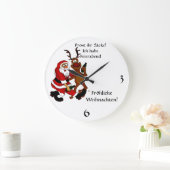 Weihnachtsmann mit Elch - Prost ihr Säcke! Große Wanduhr (Zuhause)