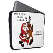 Weihnachtsmann mit Elch - Prost ihr Säcke! Laptopschutzhülle (Vorne Rechts)