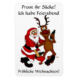 Weihnachtsmann mit Elch - Prost ihr Säcke! Magnet