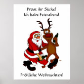 Weihnachtsmann mit Elch - Prost ihr Säcke! Poster (Vorne)