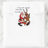 Weihnachtsmann mit Elch Runder Aufkleber (Tasche)