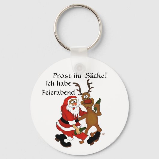 Weihnachtsmann mit Elch Schlüsselanhänger (Vorderseite)