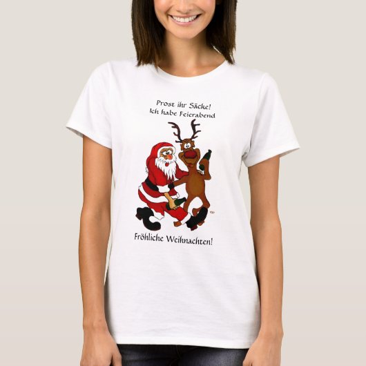 Weihnachtsmann mit Elch T-Shirt (Vorderseite)