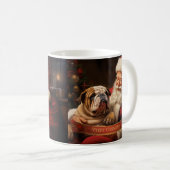 Weihnachtsmann mit englischem Bulldog Kaffeetasse (VorderseiteRechts)