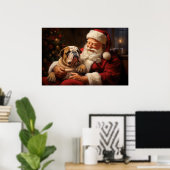 Weihnachtsmann mit englischem Bulldog Poster (Heimbüro)
